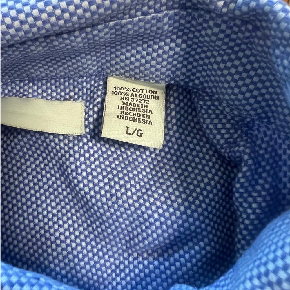 Perry Ellis Men's Large Blue Micro-Check French Cuff Button Down Dress Shirt - Picture 6 of 7